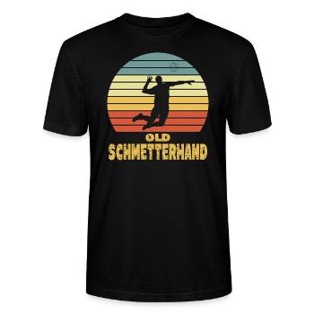 Old Schmetterhand Volleyball - Stanley/Stella Unisex Bio-T-Shirt CRAFTER - Schwarz - Vorne - Alina (178cm) & Michal (187cm)