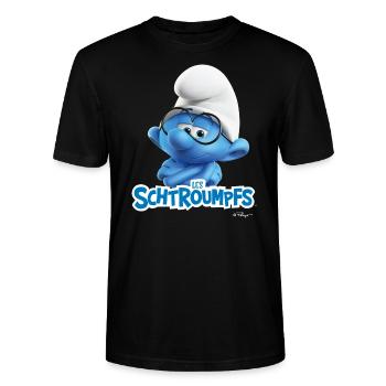 Les Schtroumpfs Le Schtroumpf À Lunettes Logo - Stanley/Stella Uniseks bio-T-shirt CRAFTER - zwart - Voor - Alina (178cm) & Michal (187cm)