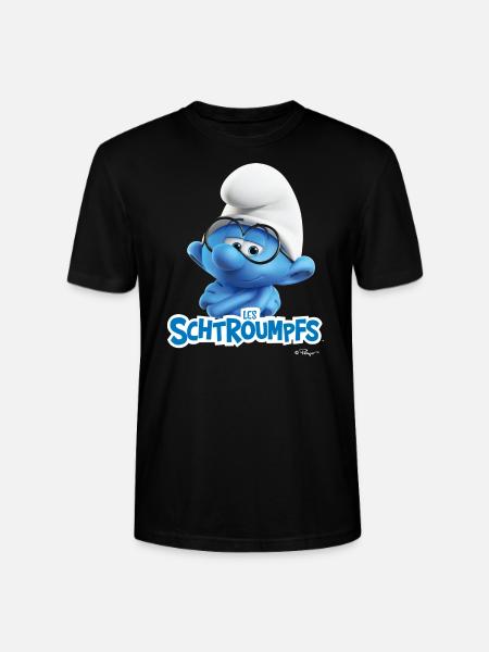 Les Schtroumpfs Le Schtroumpf À Lunettes Logo - Stanley Stella CRAFTER unisex økologisk-T-shirt - sort