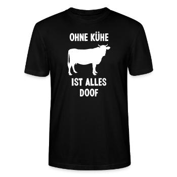 Ohne Kühe Ist Alles Doof - Stanley/Stella Unisex Bio-T-Shirt CRAFTER - Schwarz - Vorne - Alina (178cm) & Michal (187cm)