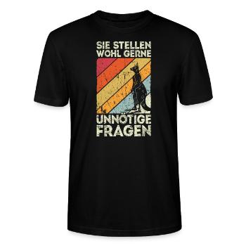 Sie Stellen Wohl Gerne Unnötige Fragen Känguru - Stanley/Stella Unisex Bio-T-Shirt CRAFTER - Schwarz - Vorne - Alina (178cm) & Michal (187cm)