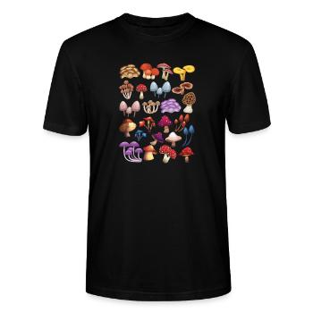Pilze Sammlung Pilzsammler Geschenk Natur Pilze - Stanley/Stella Unisex Bio-T-Shirt CRAFTER - Schwarz - Vorne - Alina (178cm) & Michal (187cm)