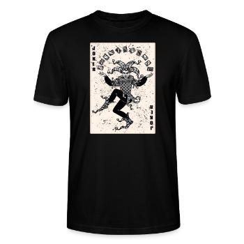 JOKER Karte Spielkarten Joker - Stanley/Stella Unisex Bio-T-Shirt CRAFTER - Schwarz - Vorne - Alina (178cm) & Michal (187cm)