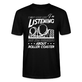 Je pense à Roller Coaster - T-shirt bio CRAFTER Stanley Stella Unisexe - noir - Devant - Alina (178cm) & Michal (187cm)