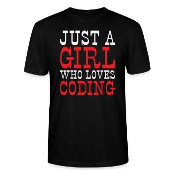 Juste une fille qui aime Coding Programmer - T-shirt bio CRAFTER Stanley Stella Unisexe - noir - Devant - Alina (178cm) & Michal (187cm)