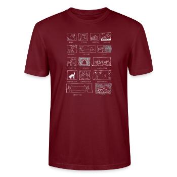 Synthesizer Cats Analog Synth Musician Modular - Stanley/Stella CRAFTER Unisex Organic T-Shirt - burgundy - Front - Alina (178cm) & Michal (187cm)
