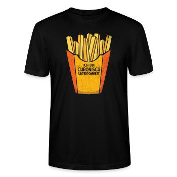Ich bin chronisch UNTERPOMMEST - Pommes Fritten Sp - Stanley/Stella Unisex Bio-T-Shirt CRAFTER - Schwarz - Vorne - Alina (178cm) & Michal (187cm)