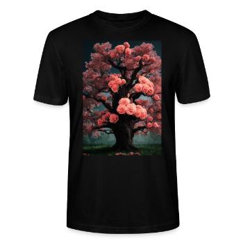 Arbre à feuilles de rose - T-shirt bio CRAFTER Stanley Stella Unisexe - noir - Devant - Alina (178cm) & Michal (187cm)