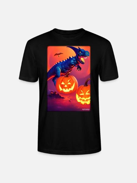 Halloween Dinosaur Pumpkin - Stanley/Stella CRAFTER Unisex Organic T-Shirt - black