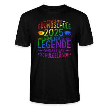 Grundschule Eine Legende Grundschule Abschluss 202 - Stanley/Stella Unisex Bio-T-Shirt CRAFTER - Schwarz - Vorne - Alina (178cm) & Michal (187cm)