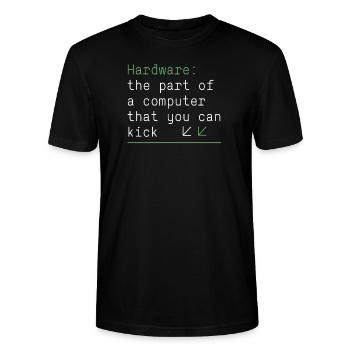 Hardware het deel van een computer dat u kunt schoppen - Stanley/Stella Uniseks bio-T-shirt CRAFTER - zwart - Voor - Alina (178cm) & Michal (187cm)