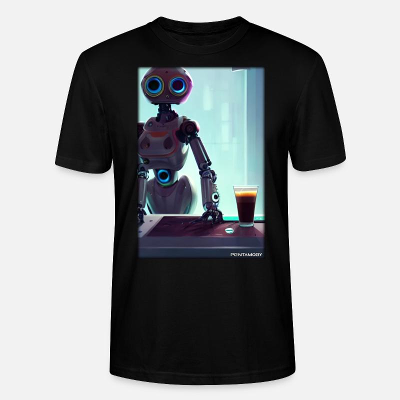 Robot Coffee Future Science Machine - T-shirt bio CRAFTER Stanley Stella Unisexe - noir