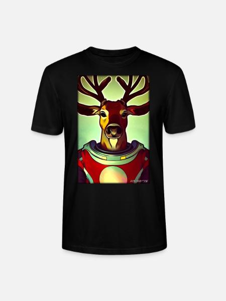 Reindeer Astronaut Future Sci-Fi Technology - Stanley/Stella CRAFTER Unisex Organic T-Shirt - black