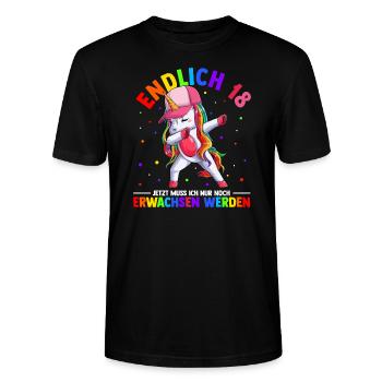 Endlich 18 Jetzt Muss Ich Nur Noch Erwachsen Werde - Stanley/Stella Unisex Bio-T-Shirt CRAFTER - Schwarz - Vorne - Alina (178cm) & Michal (187cm)