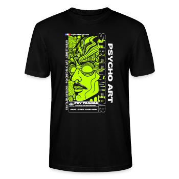 Streetwear psychédélic jaune - T-shirt bio CRAFTER Stanley Stella Unisexe - noir - Devant - Alina (178cm) & Michal (187cm)
