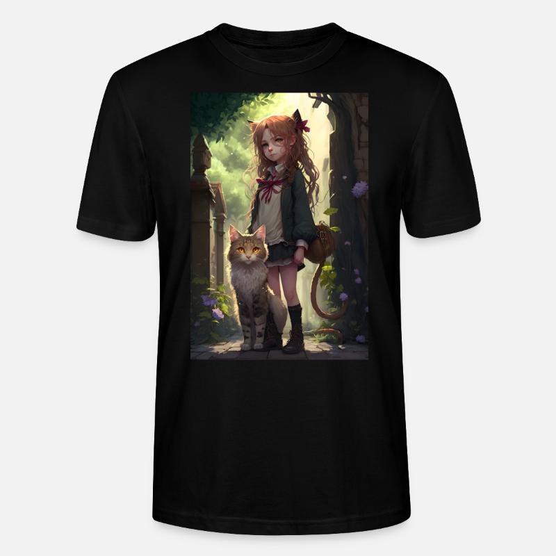 Anime Katze Mädchen Frau Geschenk - Stanley/Stella Unisex Bio-T-Shirt CRAFTER - Schwarz