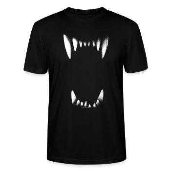 Vorsicht bissig! Vampirzähne Dracula Halloween - Stanley/Stella Unisex Bio-T-Shirt CRAFTER - Schwarz - Vorne - Alina (178cm) & Michal (187cm)