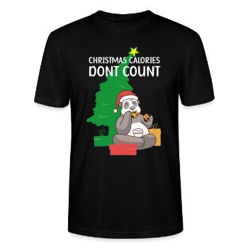 Christmas calories don't count, panda, christmas - Stanley/Stella CRAFTER Unisex Organic T-Shirt - black - Front - Alina (178cm) & Michal (187cm)