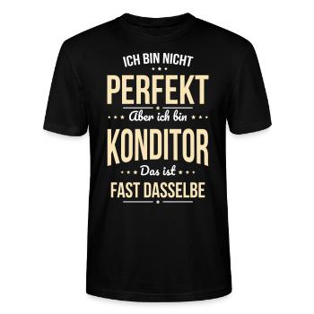 Ich bin nicht perfekt aber ich bin Konditor - Stanley/Stella Unisex Bio-T-Shirt CRAFTER - Schwarz - Vorne - Alina (178cm) & Michal (187cm)