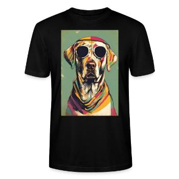 "Bohemian Pup Chic Poster" - Stanley/Stella CRAFTER Unisex Organic T-Shirt - black - Front - Alina (178cm) & Michal (187cm)
