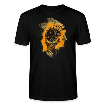 Dunking Basketball Spieler Korbleger Basketballeri - Stanley/Stella Unisex Bio-T-Shirt CRAFTER - Schwarz - Vorne - Alina (178cm) & Michal (187cm)