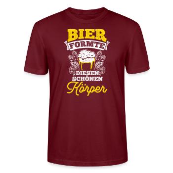 Beer Drinking Beer Fun Drinking Party Booze Drinking Tour - Stanley/Stella CRAFTER Unisex Organic T-Shirt - burgundy - Front - Alina (178cm) & Michal (187cm)