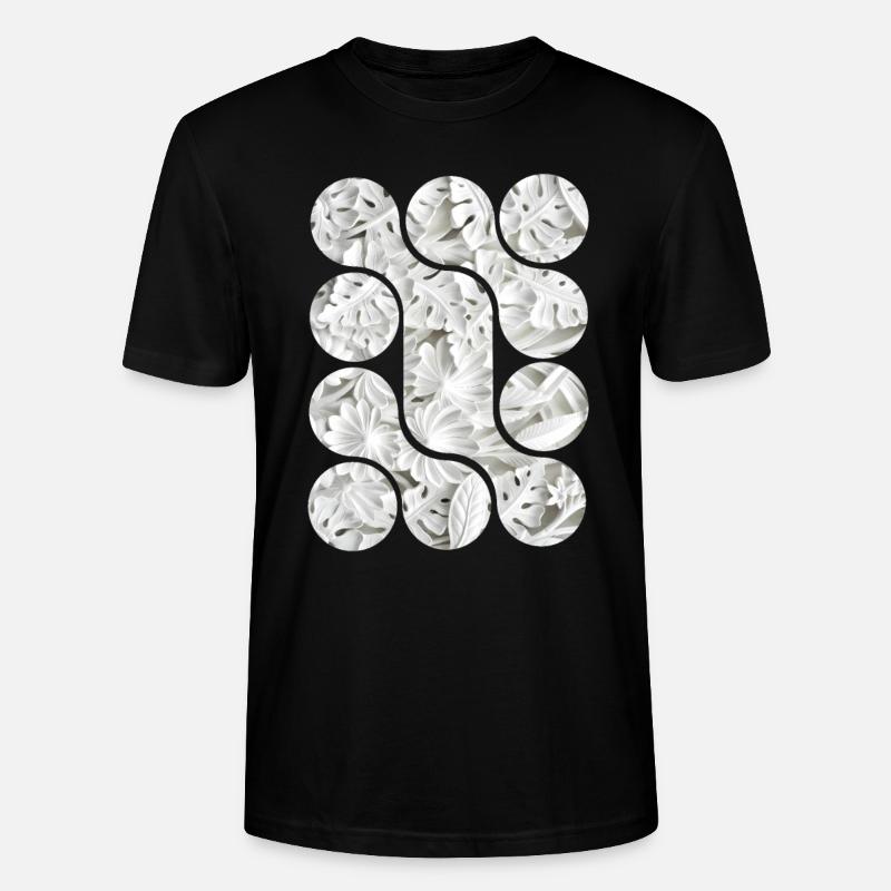 Abstract White Leaf Patterns - Stanley/Stella CRAFTER Unisex Organic T-Shirt - black