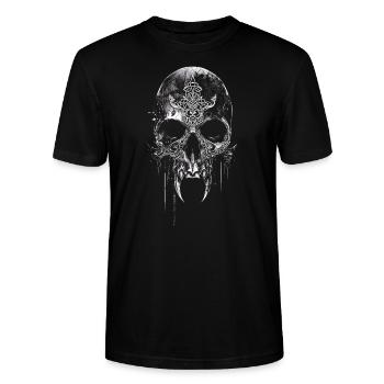 Crâne Viking Tribal Puissant - T-shirt bio CRAFTER Stanley Stella Unisexe - noir - Devant - Alina (178cm) & Michal (187cm)