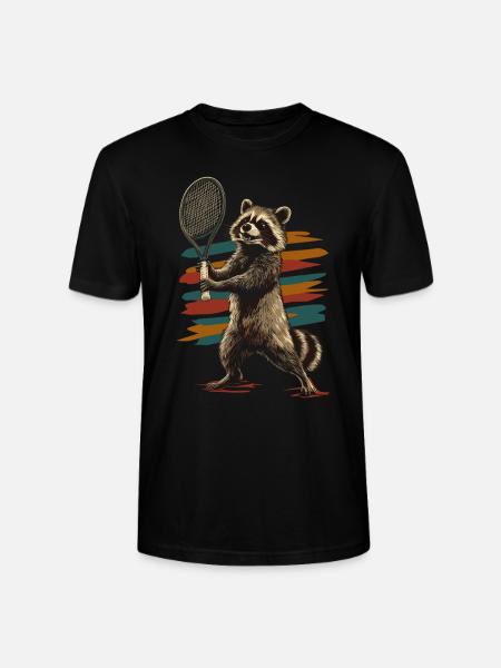 Raccoon playing tennis - Stanley/Stella CRAFTER Unisex Organic T-Shirt - black