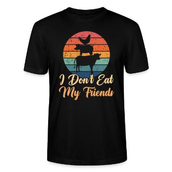 Cow Pig Friends Design für Veganer - Stanley/Stella Unisex Bio-T-Shirt CRAFTER - Schwarz - Vorne - Alina (178cm) & Michal (187cm)