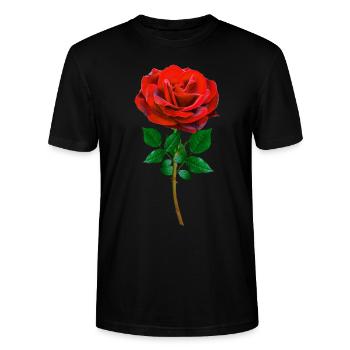 Rose - Rote Rose - Stanley/Stella Unisex Bio-T-Shirt CRAFTER - Schwarz - Vorne - Alina (178cm) & Michal (187cm)