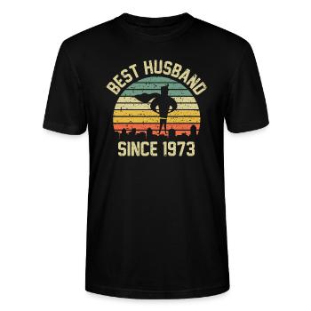 Best Husband Since 1973 wedding anniversary - Stanley/Stella Unisex Bio-T-Shirt CRAFTER - Schwarz - Vorne - Alina (178cm) & Michal (187cm)