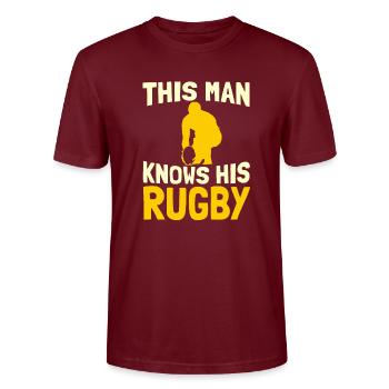 Rugby - Stanley/Stella CRAFTER Unisex Organic T-Shirt - burgundy - Front - Alina (178cm) & Michal (187cm)