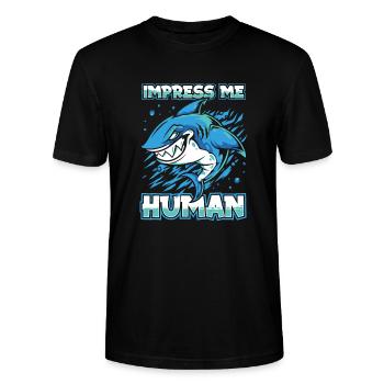 Shark - Stanley/Stella CRAFTER Unisex Organic T-Shirt - black - Front - Alina (178cm) & Michal (187cm)