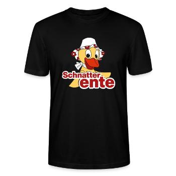 Schnatterinchen Schnatterente - Stanley/Stella Unisex Bio-T-Shirt CRAFTER - Schwarz - Vorne - Alina (178cm) & Michal (187cm)