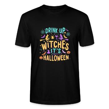 Drink up witches, It is Halloween - Stanley/Stella CRAFTER Unisex Organic T-Shirt - black - Front - Alina (178cm) & Michal (187cm)