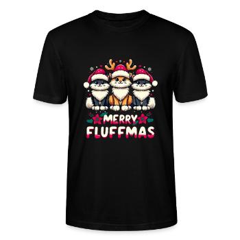 Merry Christmas, Merry Fluffmas - Stanley/Stella CRAFTER Unisex Organic T-Shirt - black - Front - Alina (178cm) & Michal (187cm)