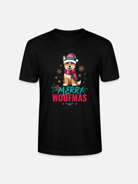 MERRY WOOFMAS - Stanley/Stella CRAFTER Unisex Organic T-Shirt - black