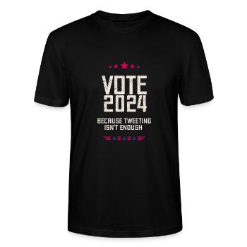 VOTEZ 2024, parce que tweeter ne suffit pas - T-shirt bio CRAFTER Stanley Stella Unisexe - noir - Devant - Alina (178cm) & Michal (187cm)