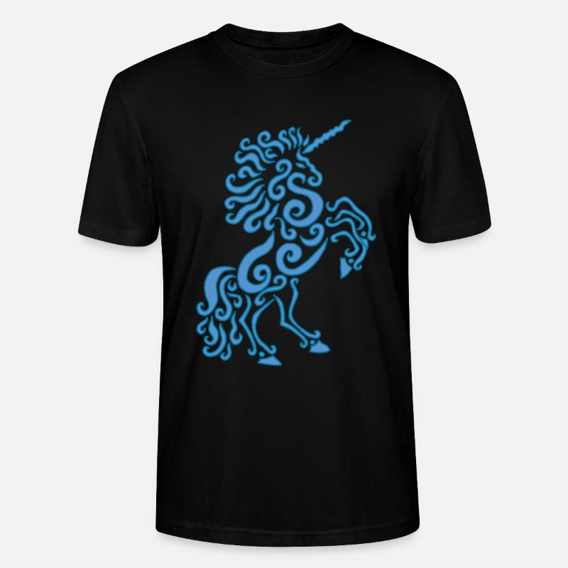 Blaues Einhorn Pferd - Stanley/Stella Unisex Bio-T-Shirt CRAFTER - Schwarz