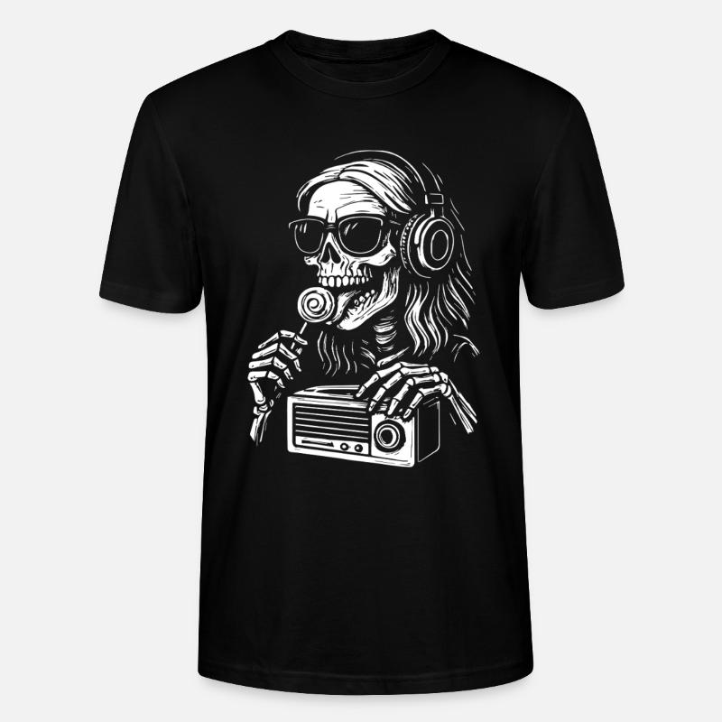 Skelett DJ mit Kopfhörern - Stanley/Stella Unisex Bio-T-Shirt CRAFTER - Schwarz