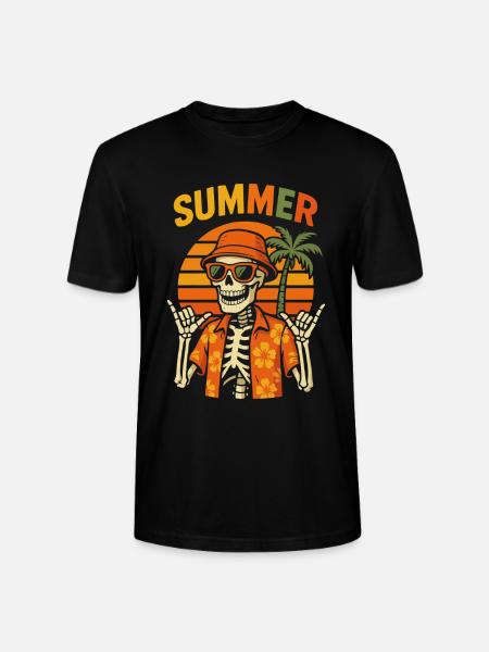 Sun Tiki Skeleton Summer - Stanley/Stella CRAFTER Unisex Organic T-Shirt - black