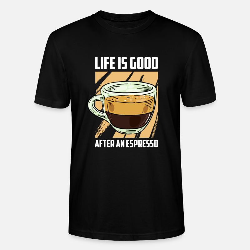 Café Espresso Vie - T-shirt bio CRAFTER Stanley Stella Unisexe - noir
