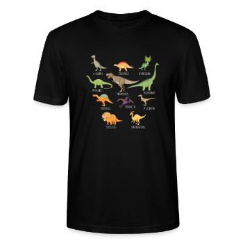 Dinosaure Dinosaure adulte - T-shirt bio CRAFTER Stanley Stella Unisexe - noir - Devant - Alina (178cm) & Michal (187cm)