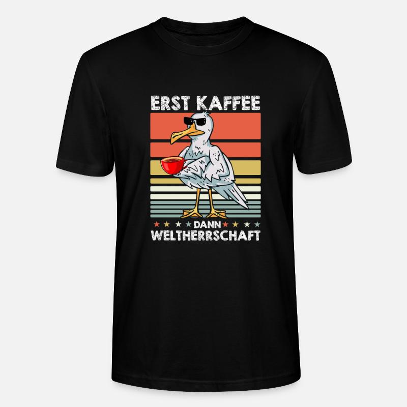 Möwe Kaffee-Sonnenbrille - Stanley/Stella Unisex Bio-T-Shirt CRAFTER - Schwarz