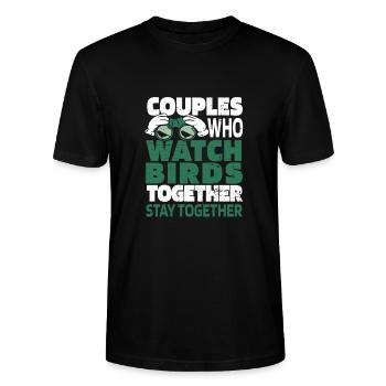 Couple d’ornithologues amateurs - T-shirt bio CRAFTER Stanley Stella Unisexe - noir - Devant - Alina (178cm) & Michal (187cm)