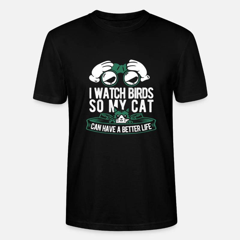 Vogelbeobachter Katze - Stanley/Stella Unisex Bio-T-Shirt CRAFTER - Schwarz