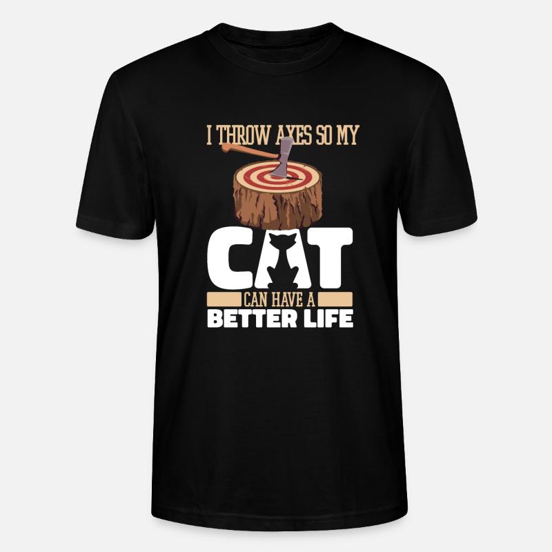 Axtwerfen Axtwerfer Katze - Stanley/Stella Unisex Bio-T-Shirt CRAFTER - Schwarz