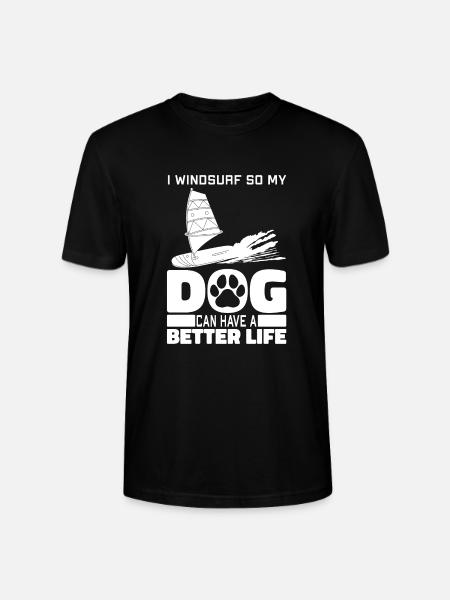 Windsurfing Windsurfer Dog - Stanley/Stella CRAFTER Unisex Organic T-Shirt - black