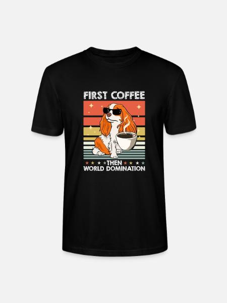 King Charles Cavalier Sunglasses Coffee - Stanley/Stella CRAFTER Unisex Organic T-Shirt - black